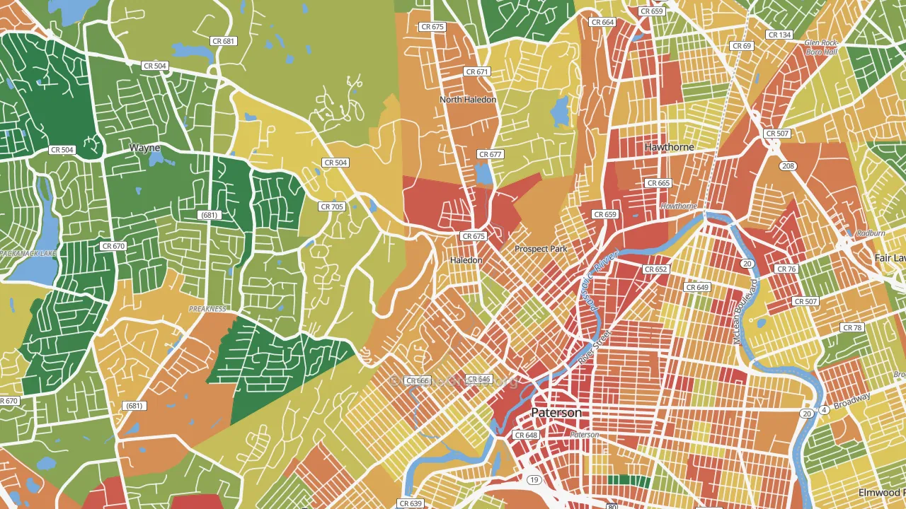 Haledon, NJ Map of Assault Rates