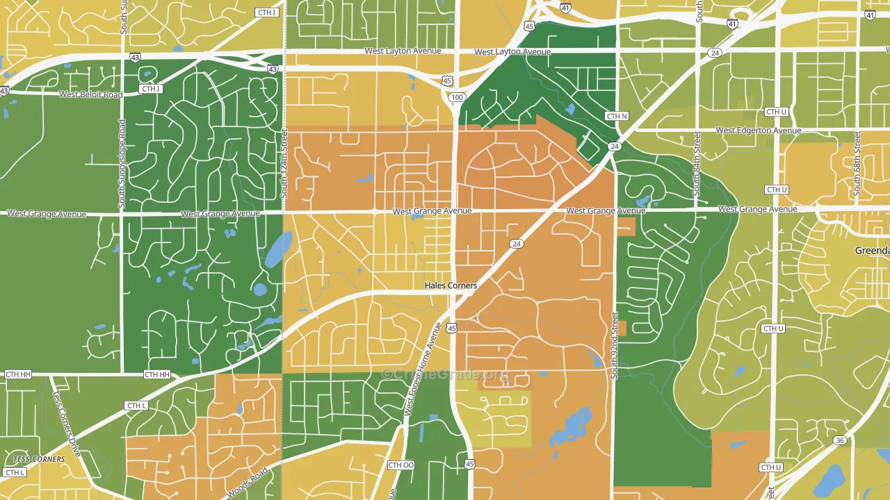 Hales Corners, WI Map of Assault Rates