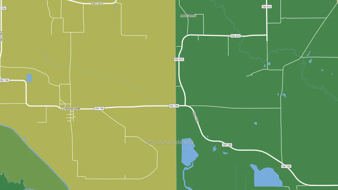 Halesboro, TX Map of Assault Rates