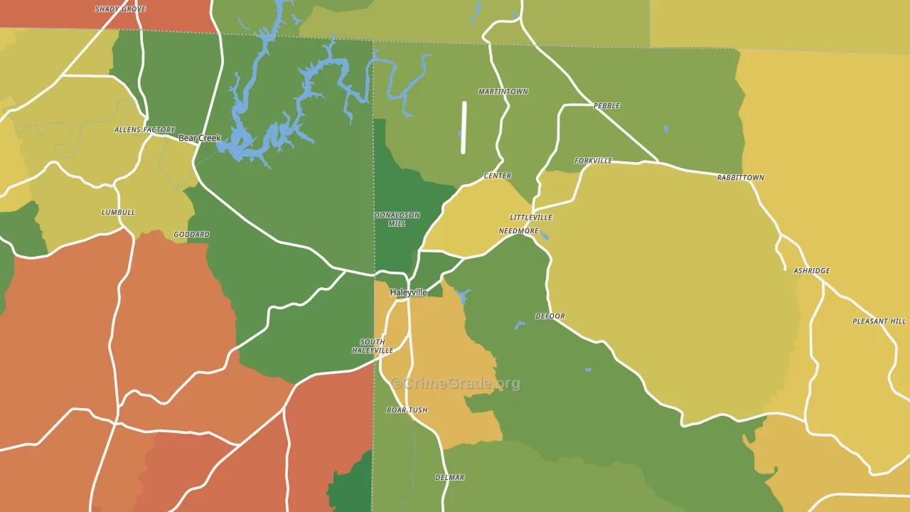 Haleyville, AL Map of Assault Rates
