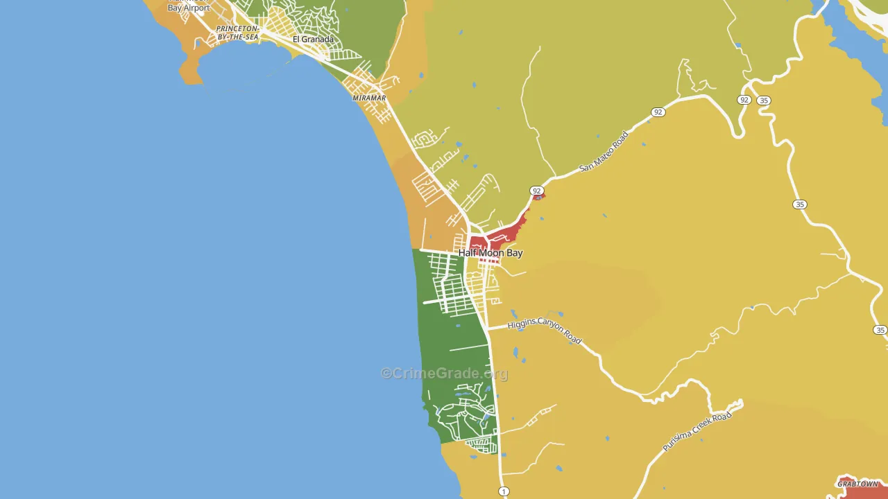 Half Moon Bay, CA Map of Assault Rates