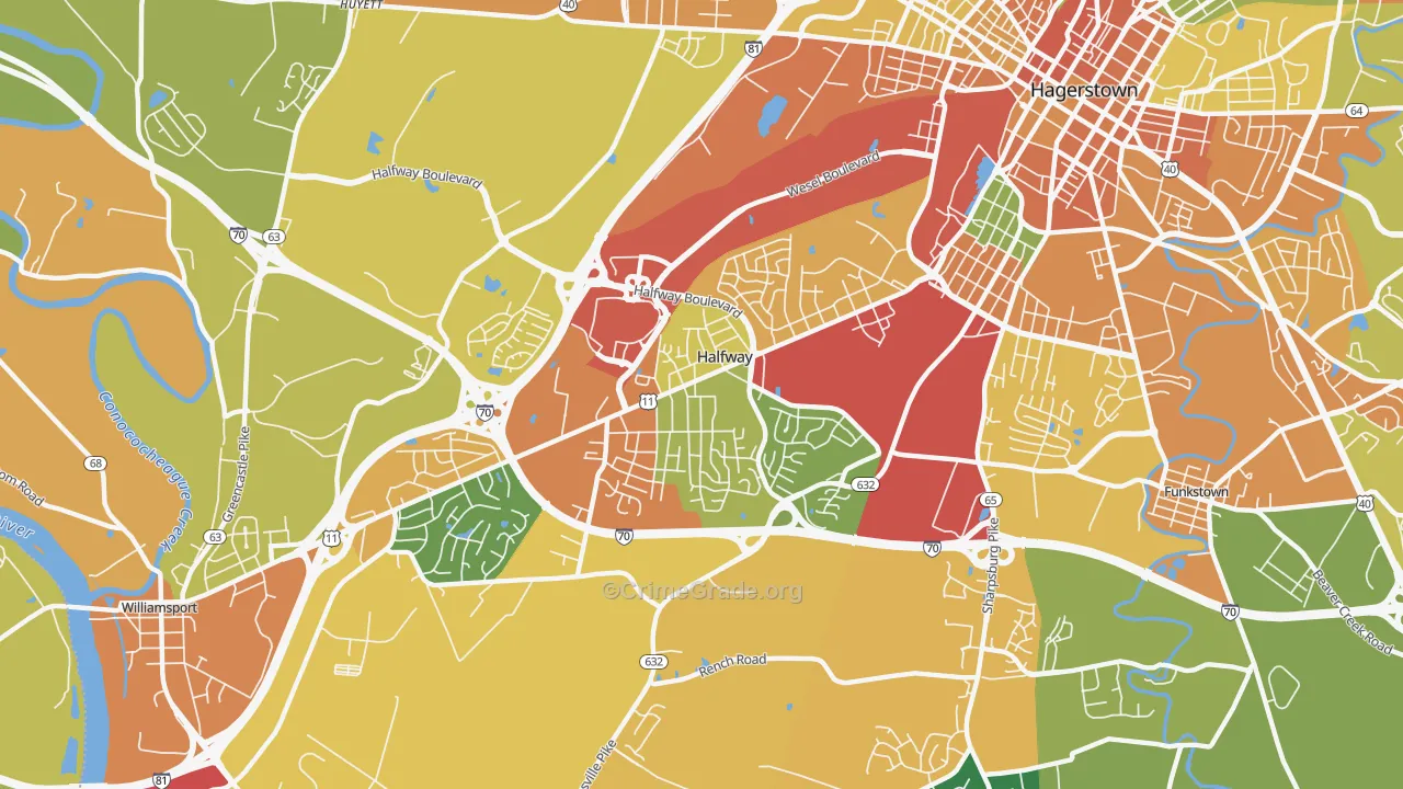 Halfway, MD Map of Assault Rates