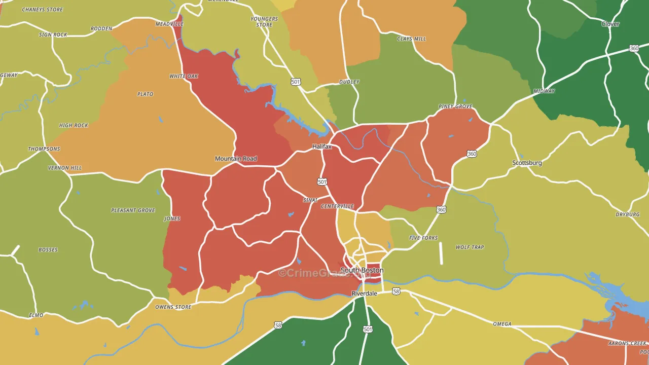 Halifax County, VA Map of Assault Rates