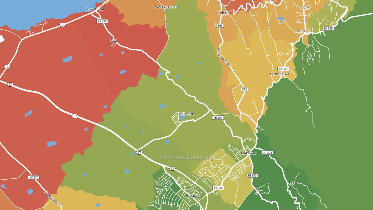 Haliimaile, HI Map of Assault Rates