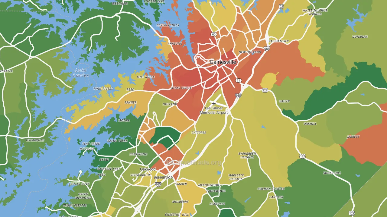 Hall County, GA Map of Assault Rates