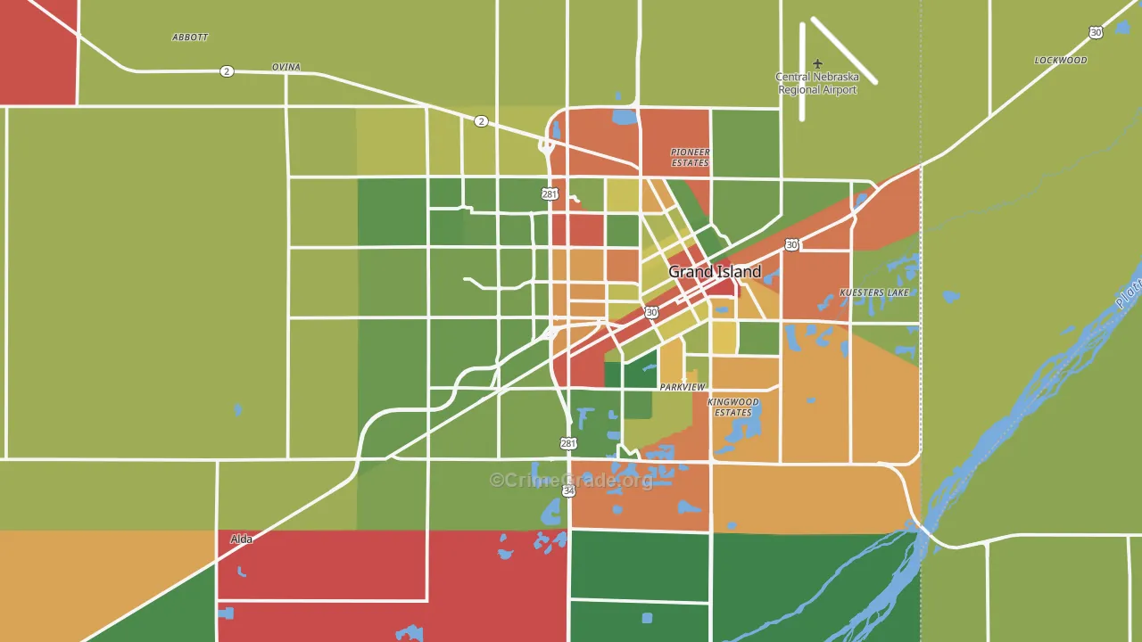Hall County, NE Map of Assault Rates