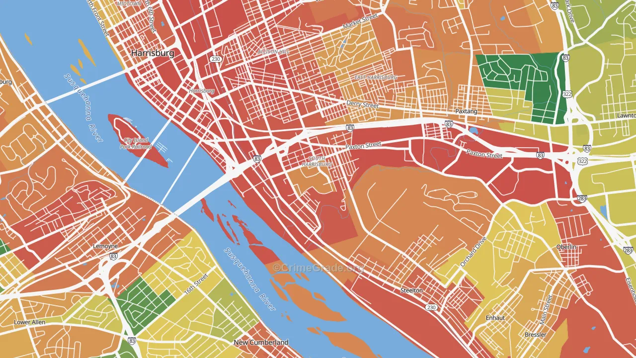 Hall Manor, Harrisburg, PA Map of Assault Rates