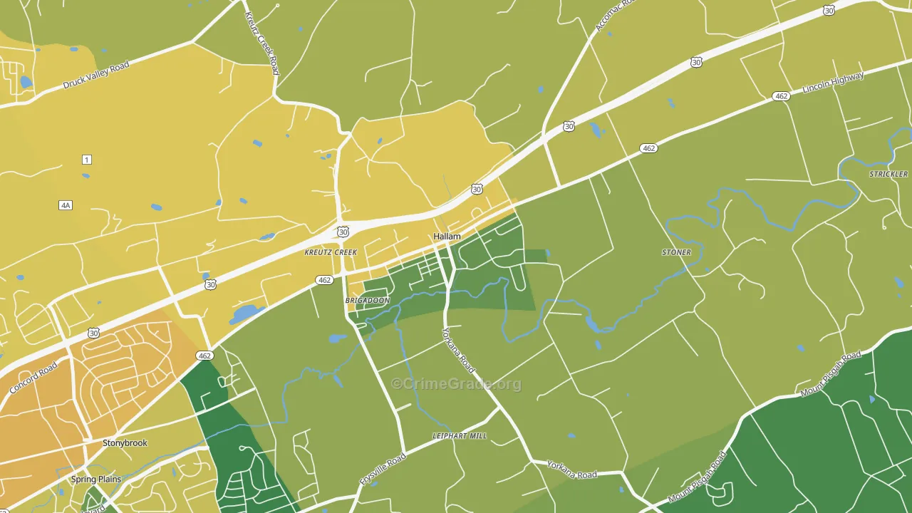 Hallam, PA Map of Assault Rates