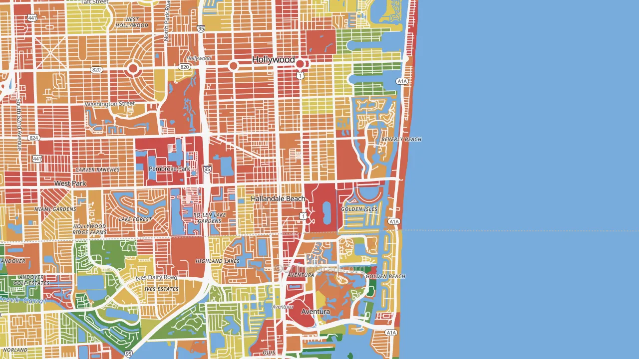 Hallandale Beach, FL Map of Assault Rates