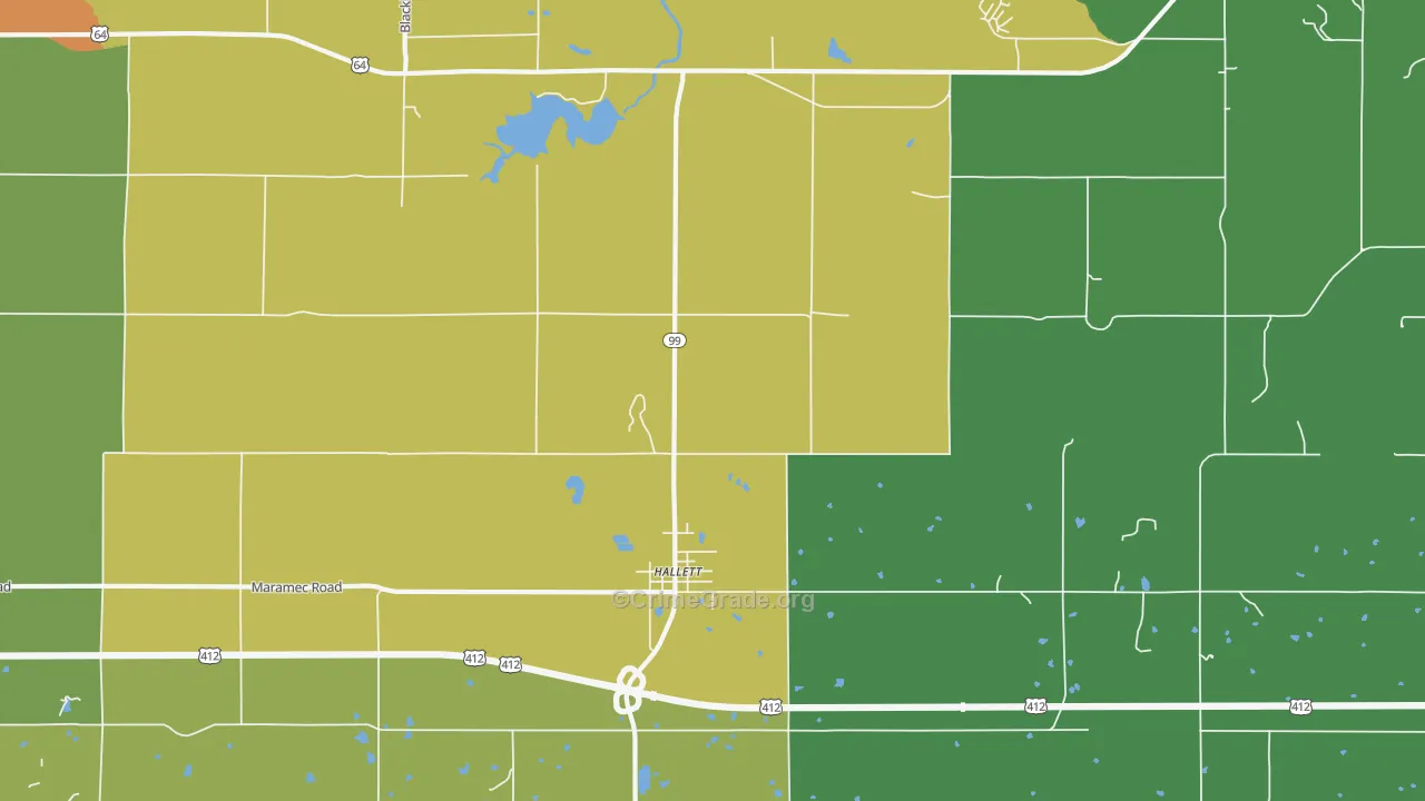 Hallett, OK Map of Assault Rates