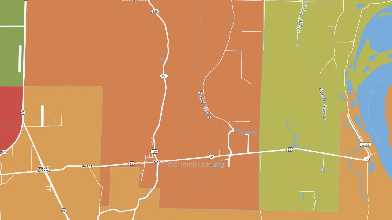 Halley, AR Map of Assault Rates