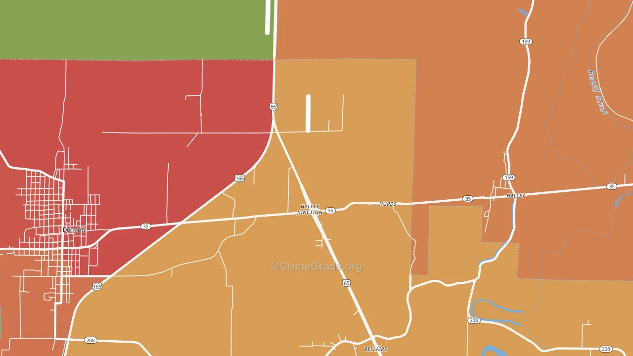 Halley Junction, AR Map of Assault Rates