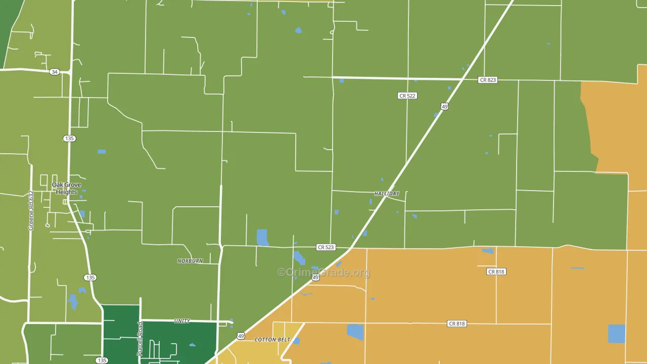 Halliday, AR Map of Assault Rates