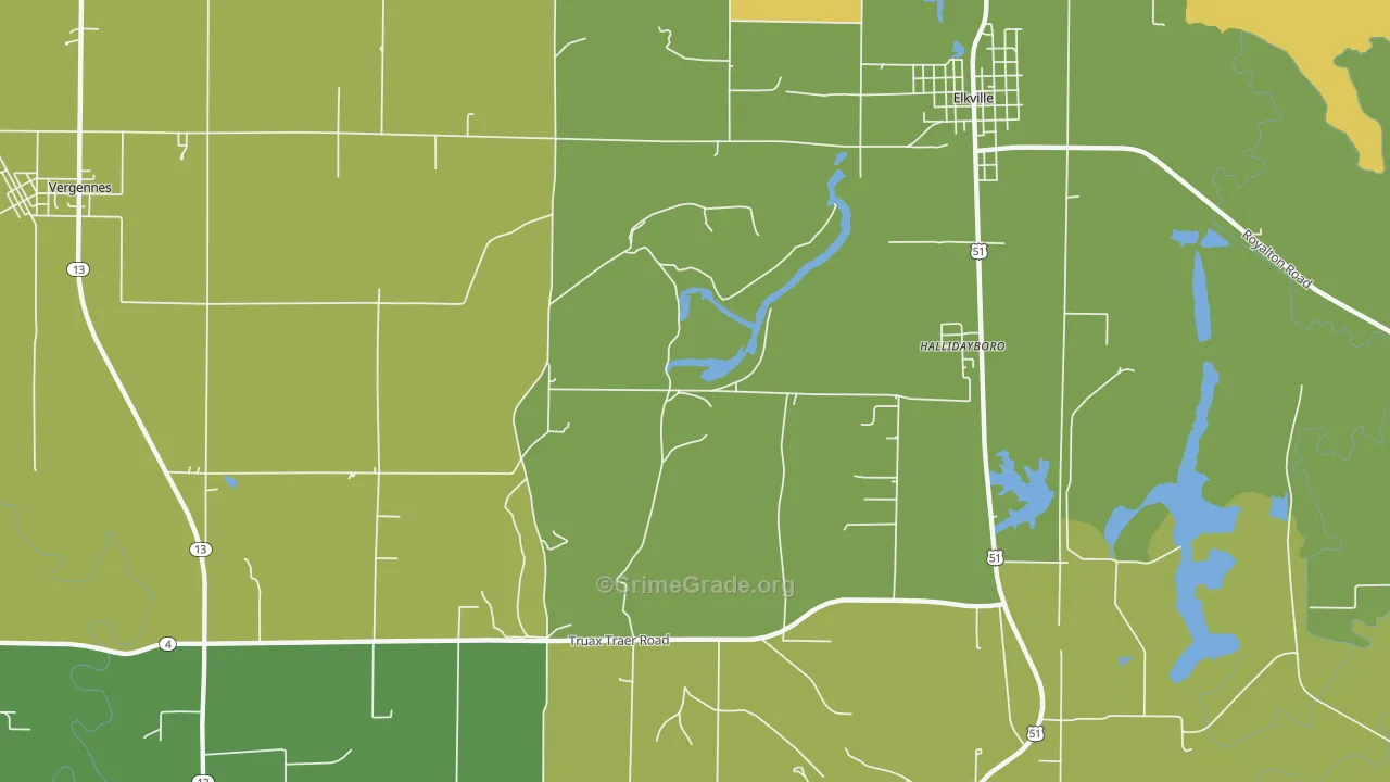 Hallidayboro, IL Map of Assault Rates