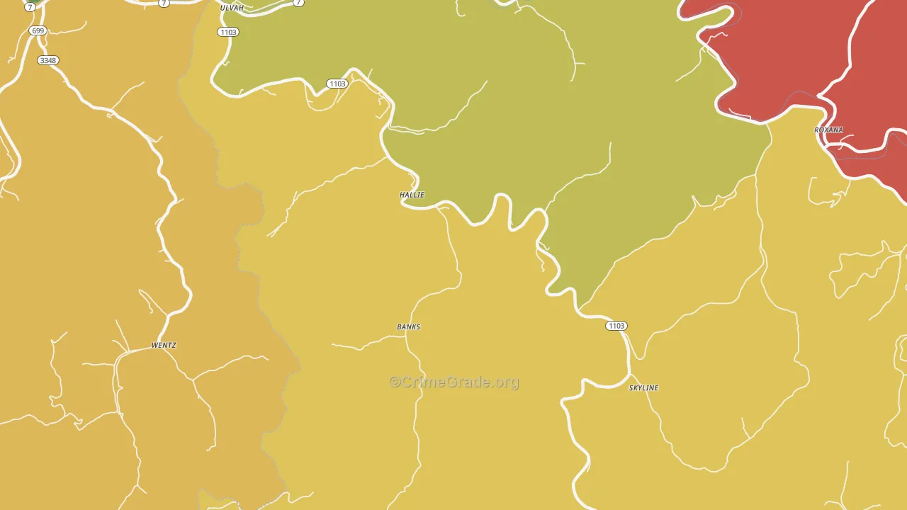 Hallie, KY Map of Assault Rates