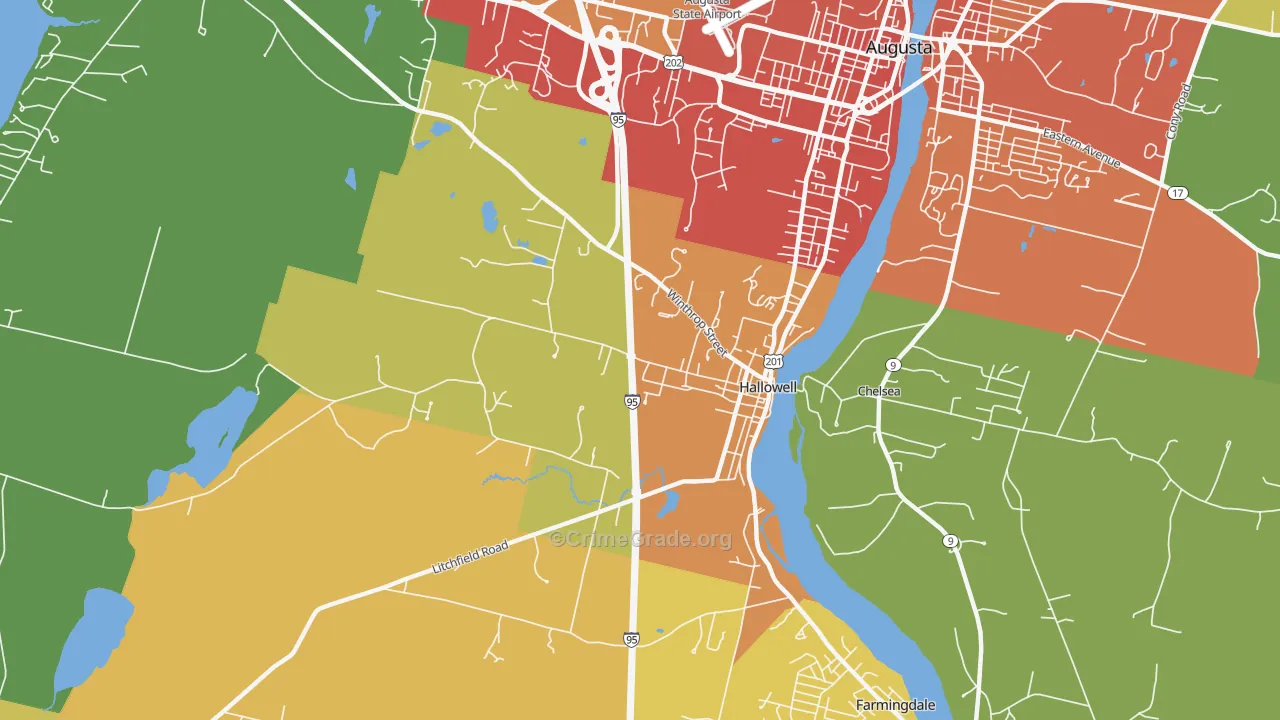 Hallowell, ME Map of Assault Rates