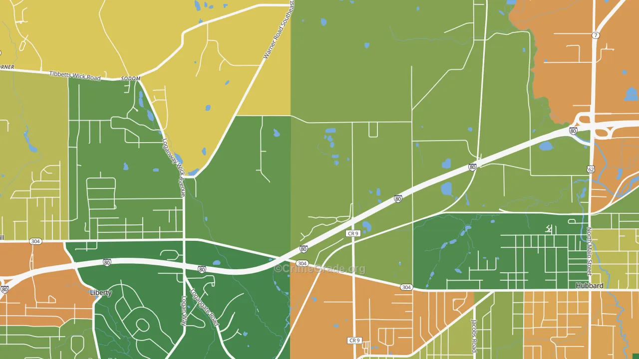 Halls Corners, OH Map of Assault Rates