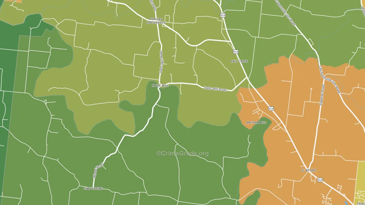 Halls Mill, TN Map of Assault Rates