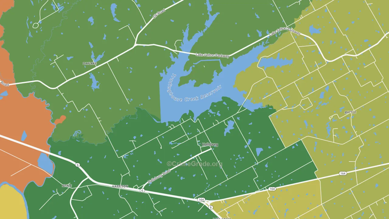 Hallsburg, TX Map of Assault Rates
