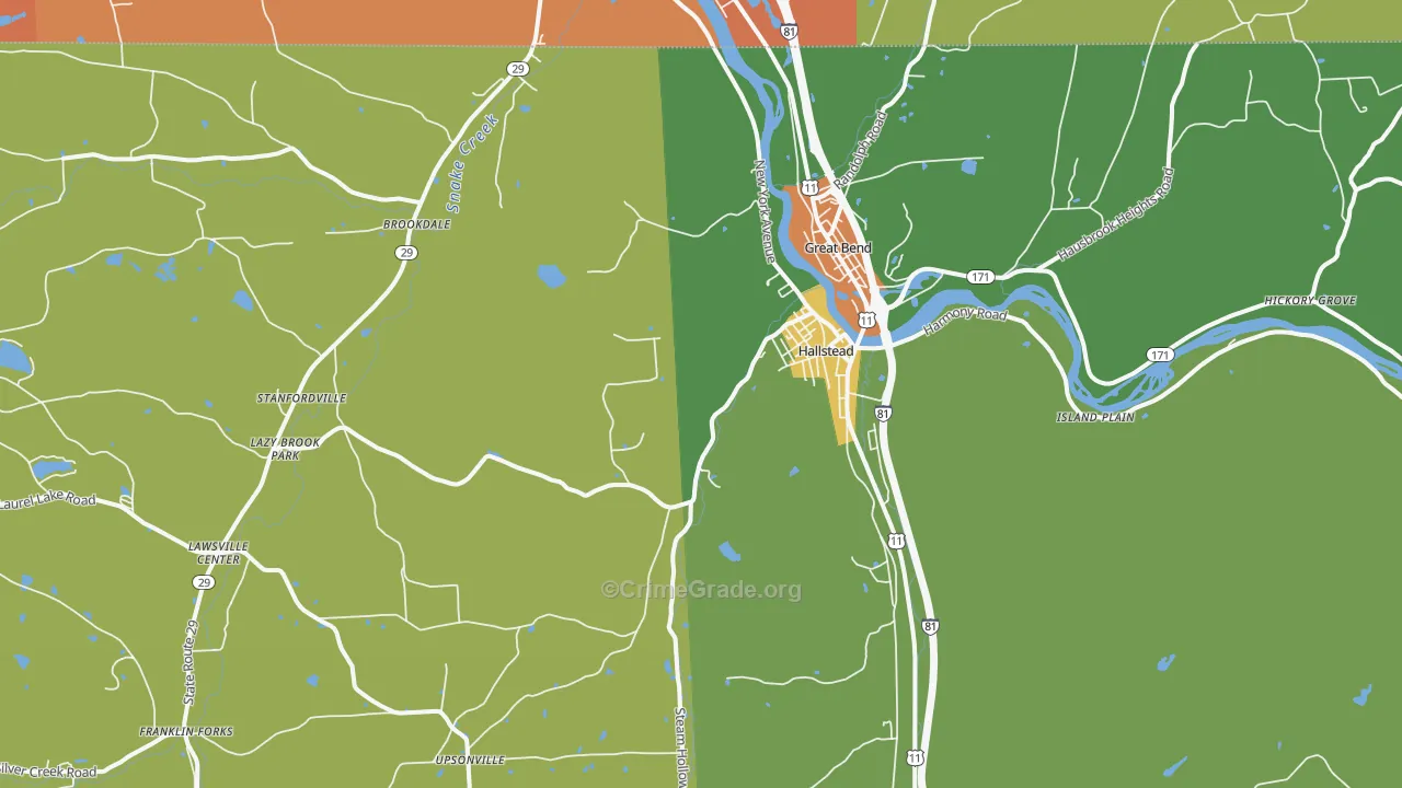 Hallstead, PA Map of Assault Rates