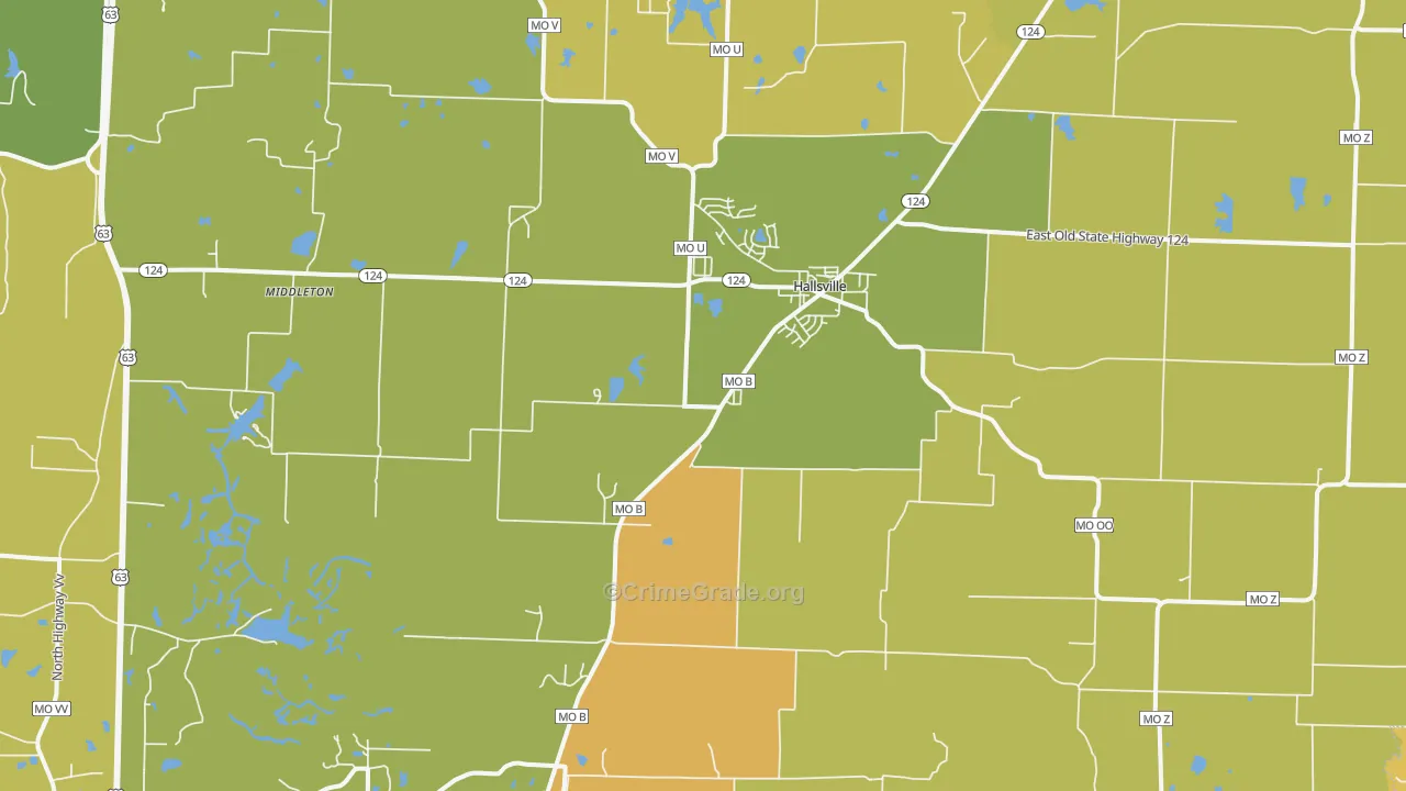Hallsville, MO Map of Assault Rates