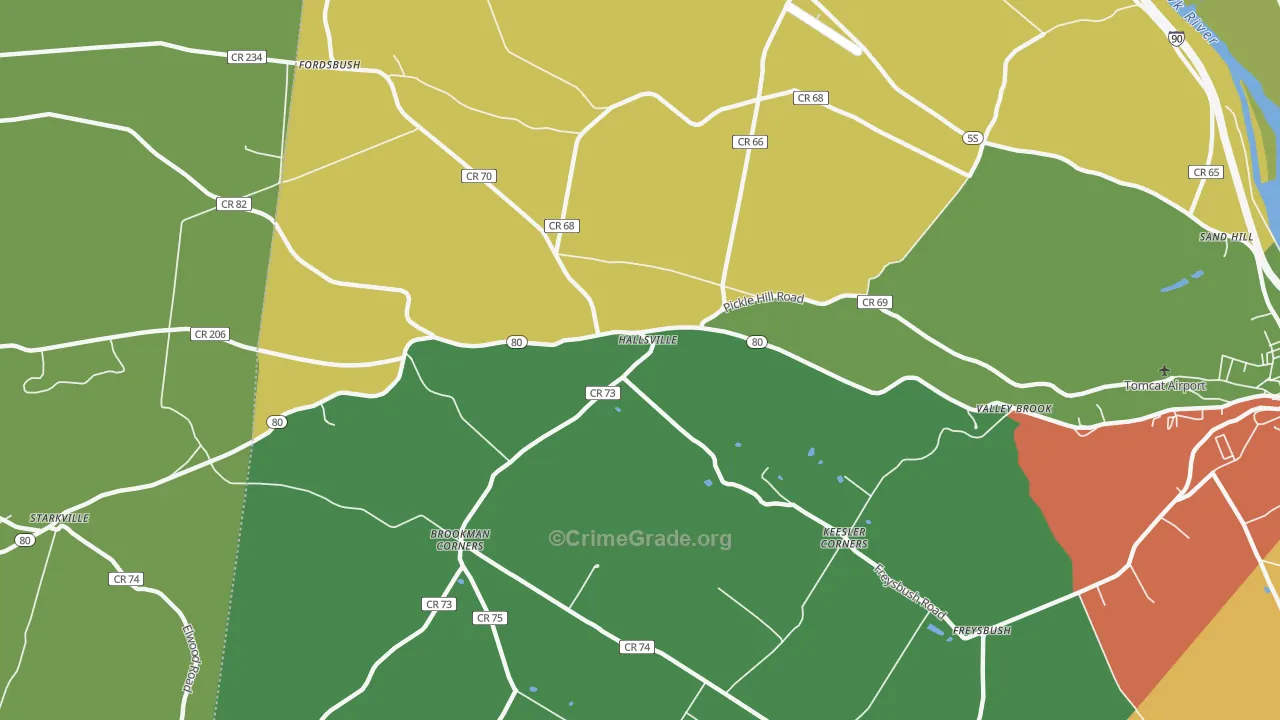 Hallsville, NY Map of Assault Rates