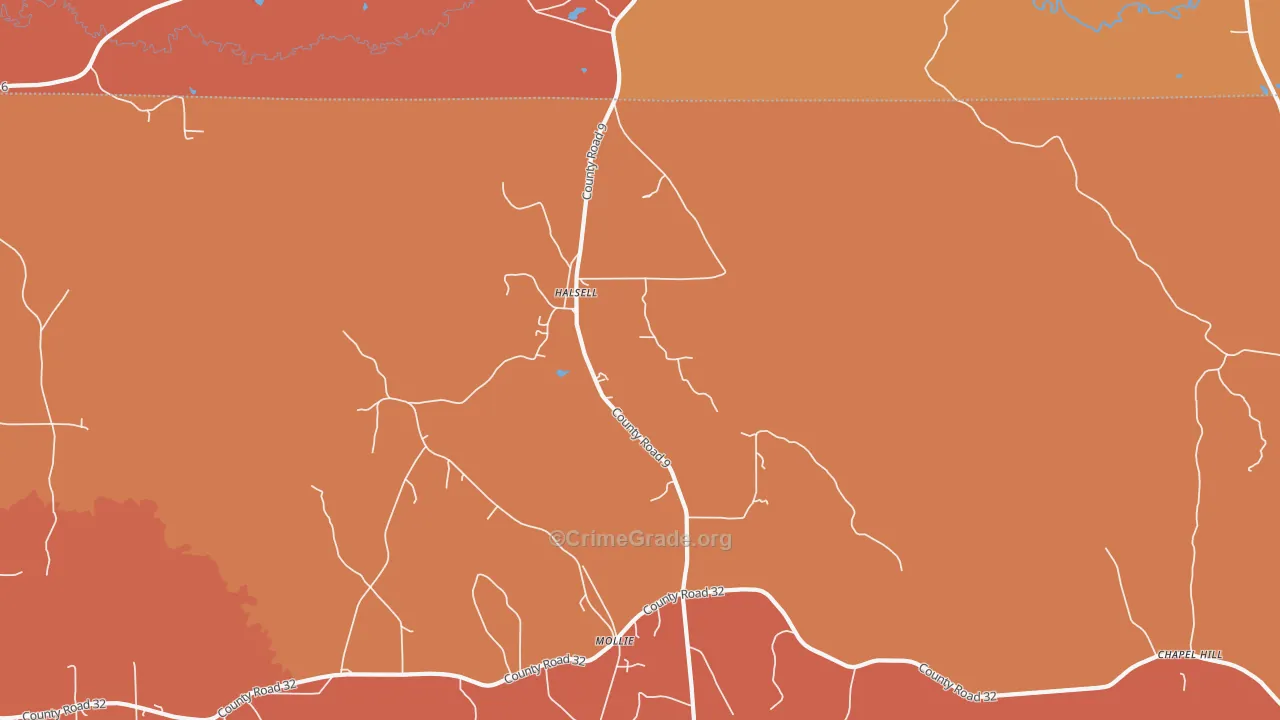 Halsell, AL Map of Assault Rates