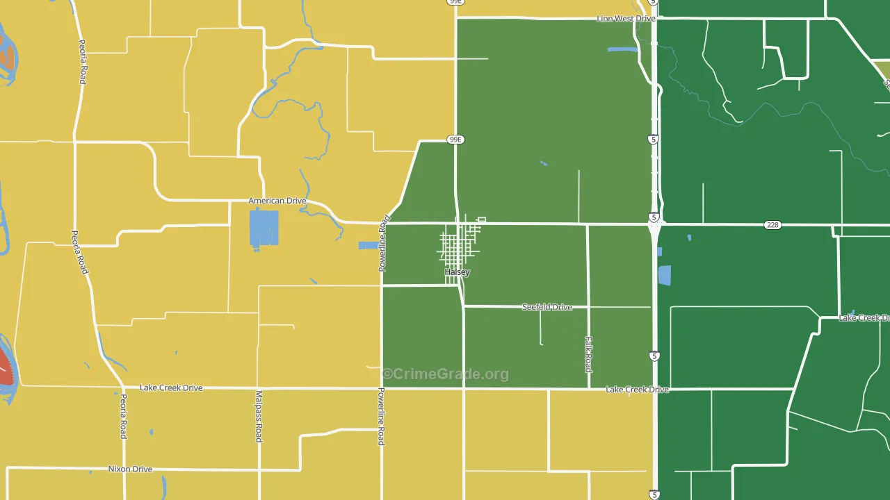 Halsey, OR Map of Assault Rates