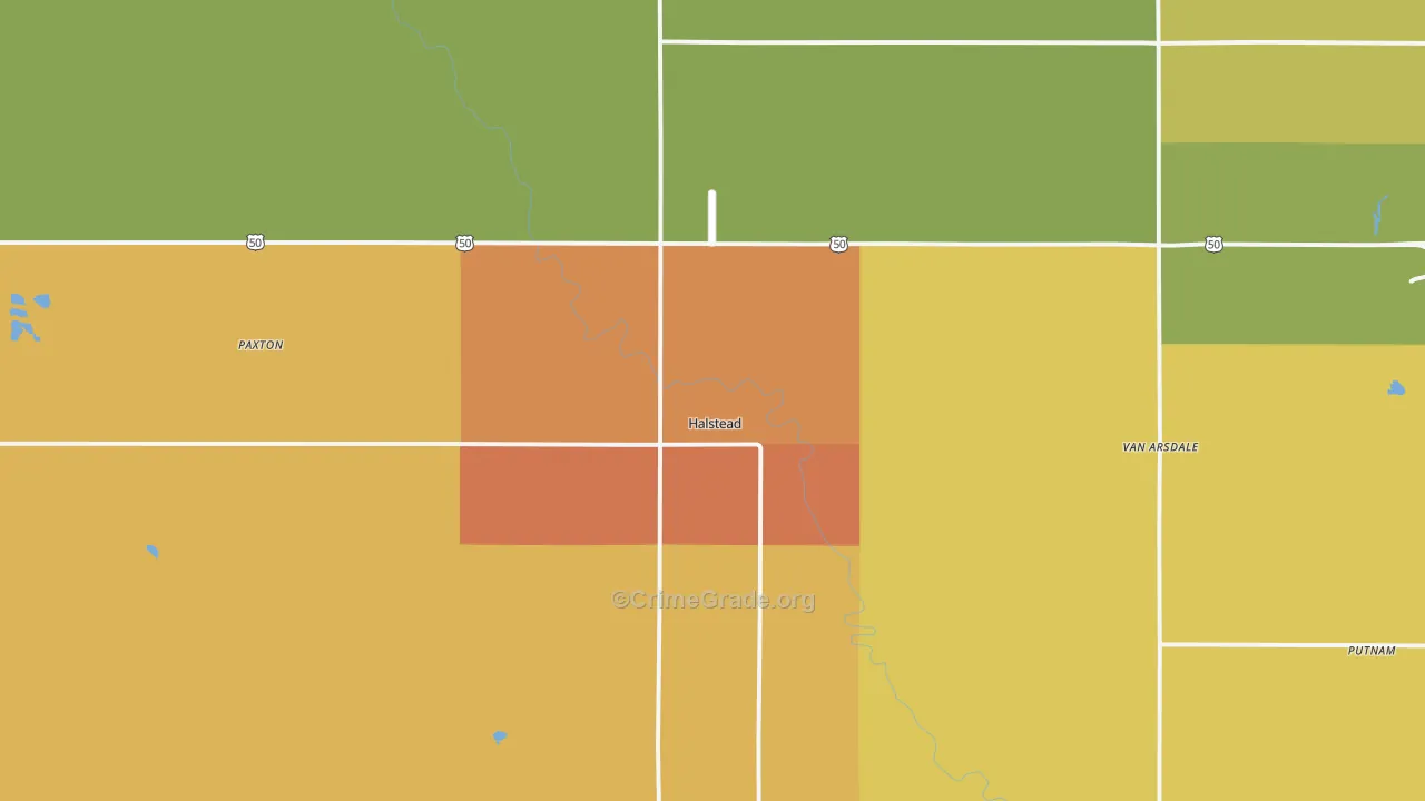 Halstead, KS Map of Assault Rates