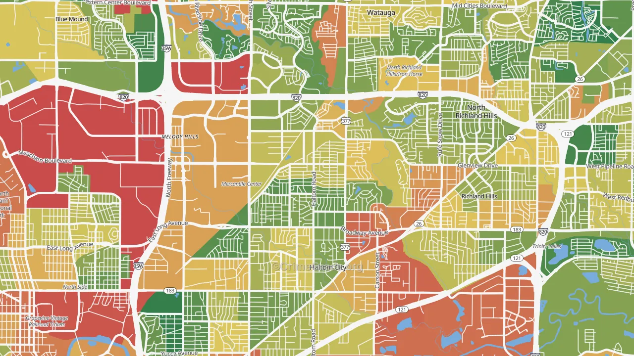 Haltom City, TX Map of Assault Rates