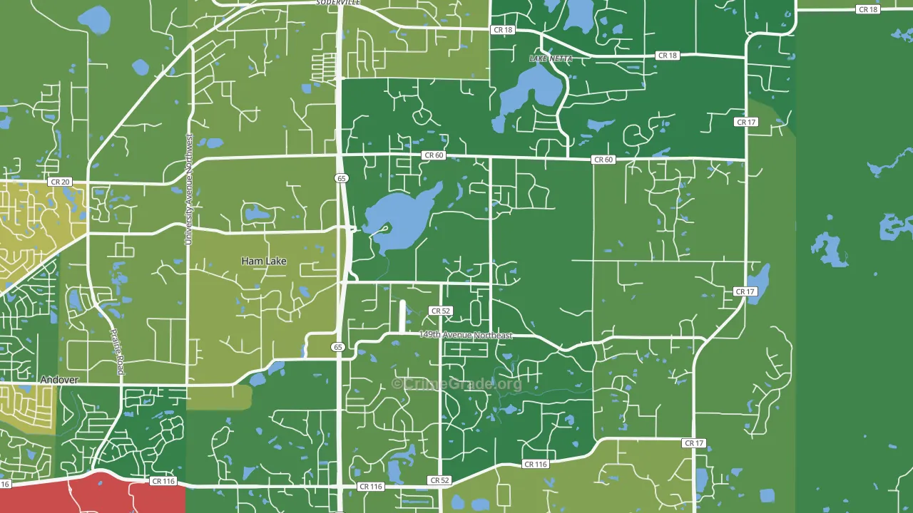 Ham Lake, MN Map of Assault Rates