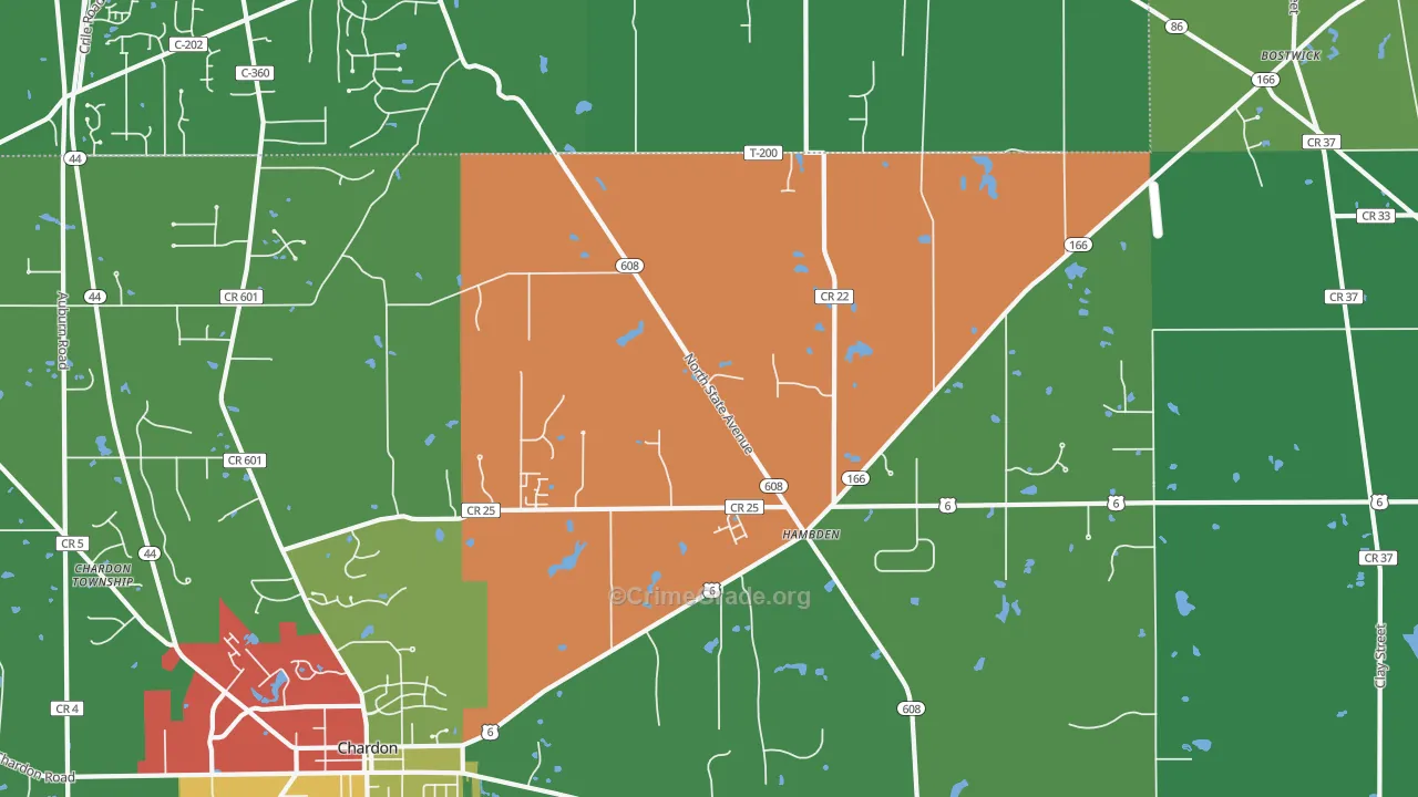 Hambden, OH Map of Assault Rates