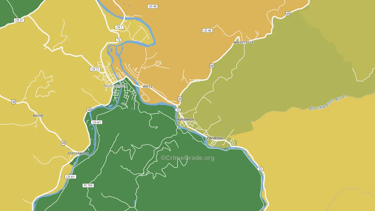 Hambleton, WV Map of Assault Rates