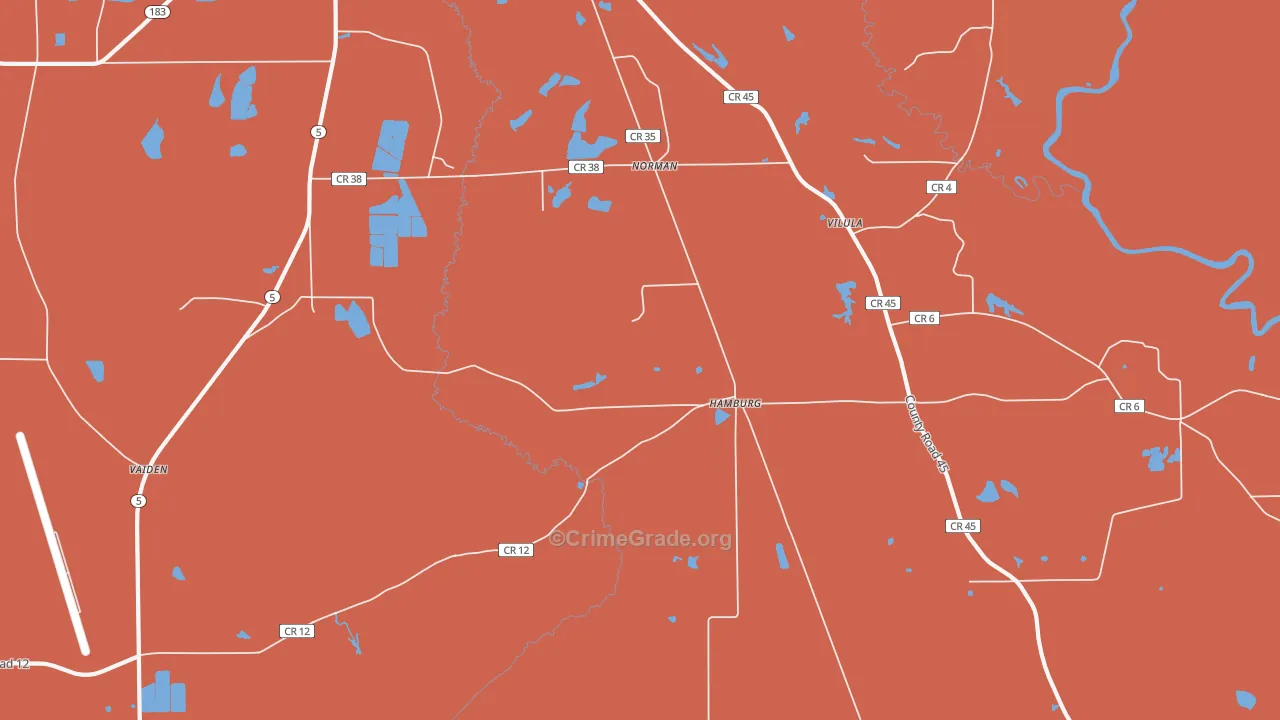 Hamburg, AL Map of Assault Rates