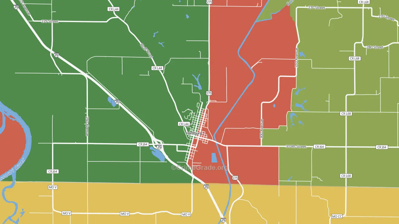 Hamburg, IA Map of Assault Rates
