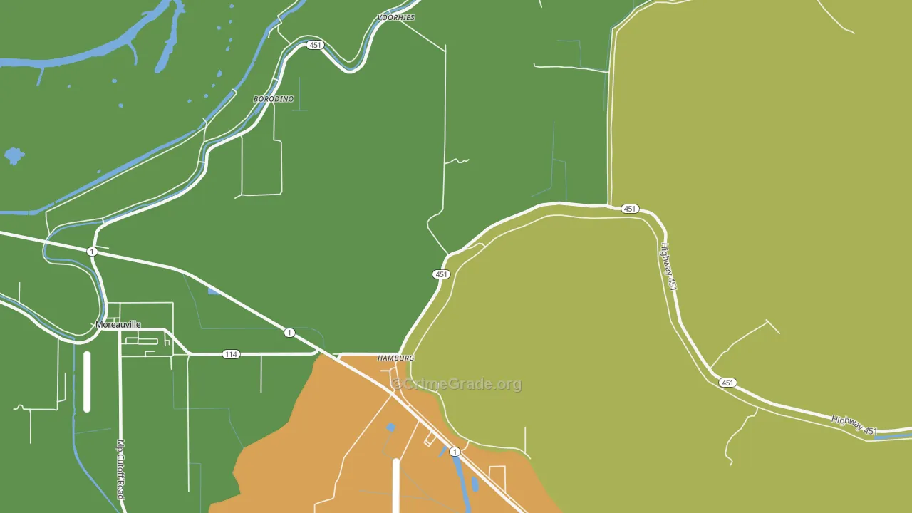 Hamburg, LA Map of Assault Rates