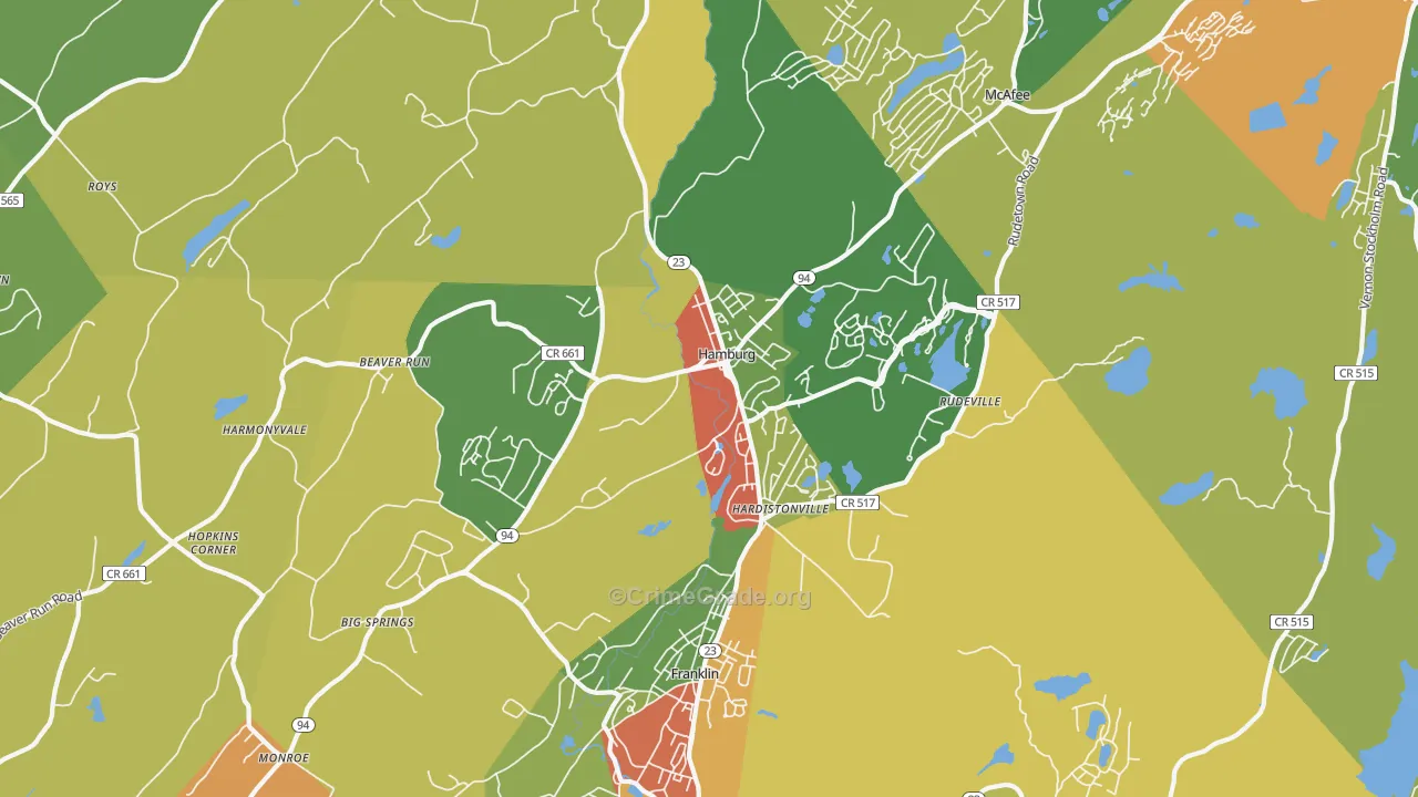 Hamburg, NJ Map of Assault Rates