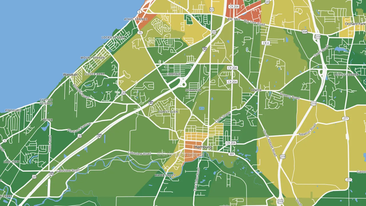 Hamburg, NY Map of Assault Rates