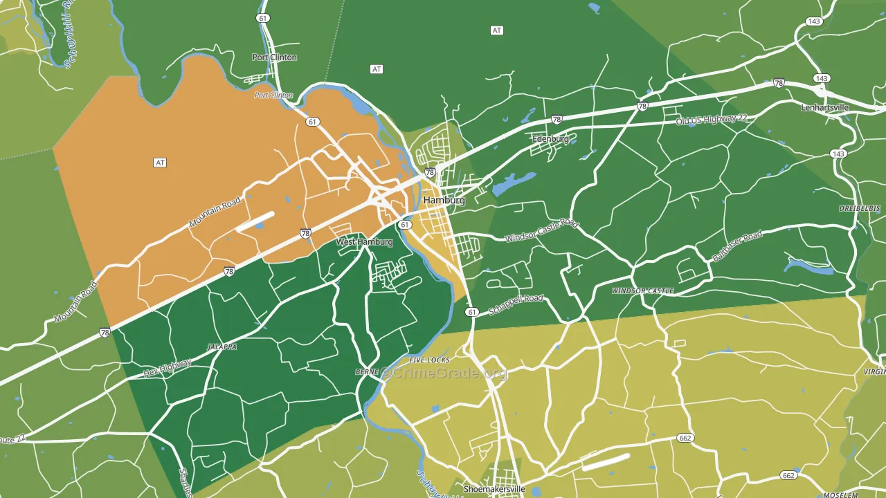 Hamburg, PA Map of Assault Rates