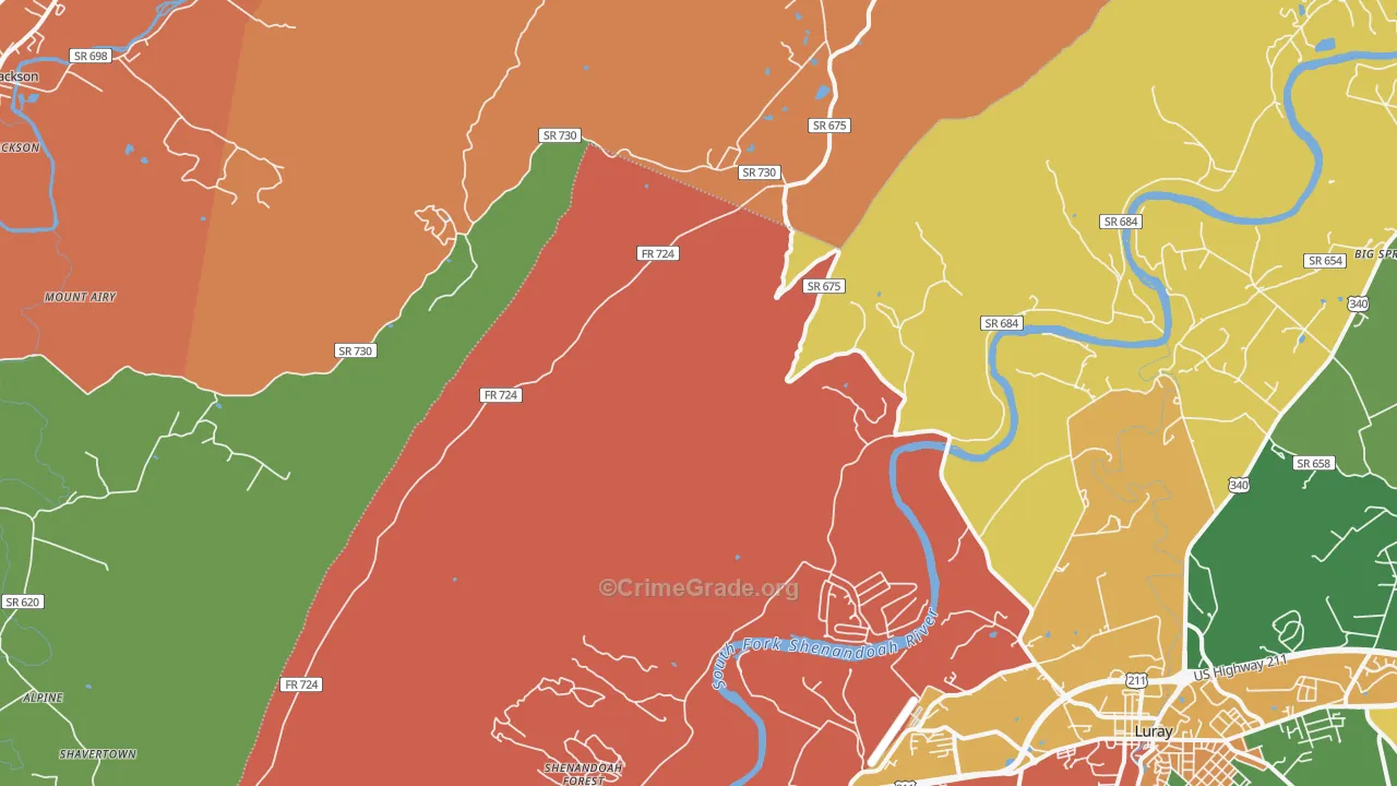 Hamburg, VA Map of Assault Rates
