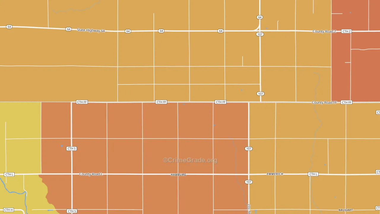 Hamburg, WI Map of Assault Rates