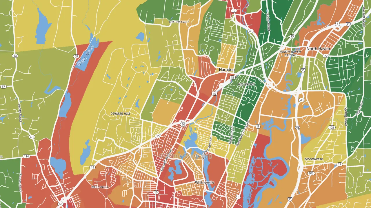 Hamden, CT Map of Assault Rates