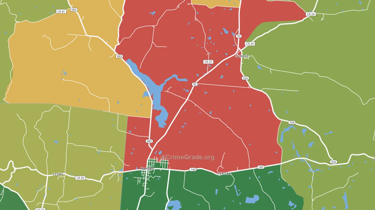 Hamden, OH Map of Assault Rates