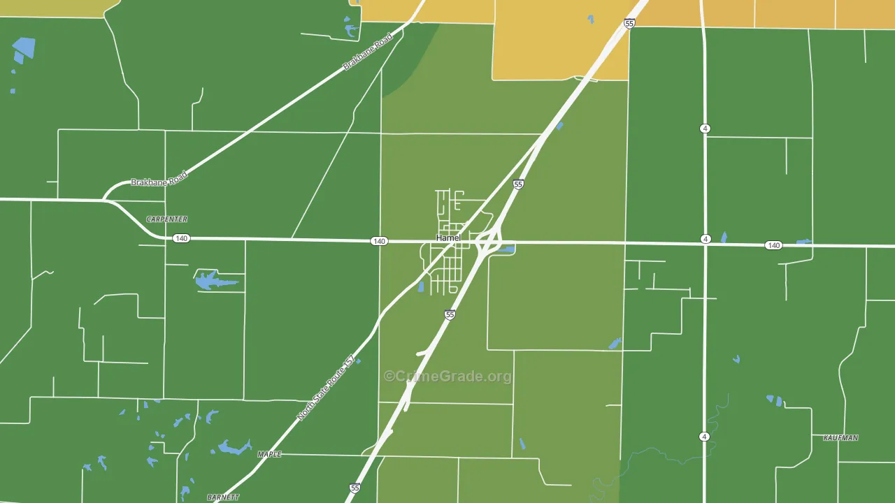 Hamel, IL Map of Assault Rates