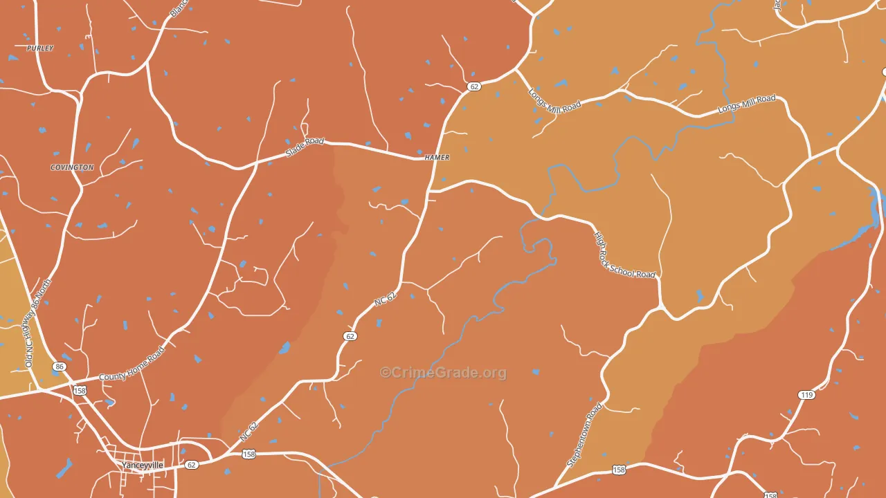 Hamer, NC Map of Assault Rates