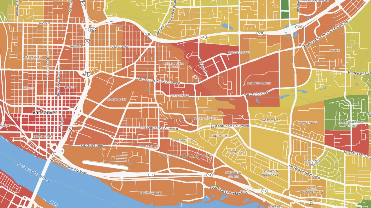 Hamey Heights, Vancouver, WA Map of Assault Rates