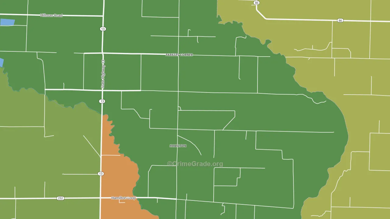 Hamilton, AR Map of Assault Rates