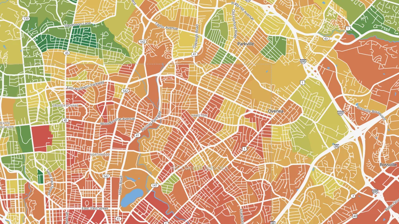 Hamilton Area, Baltimore, MD Map of Assault Rates