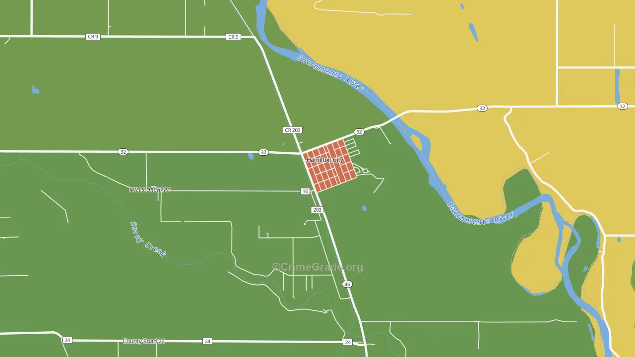 Hamilton City, CA Map of Assault Rates