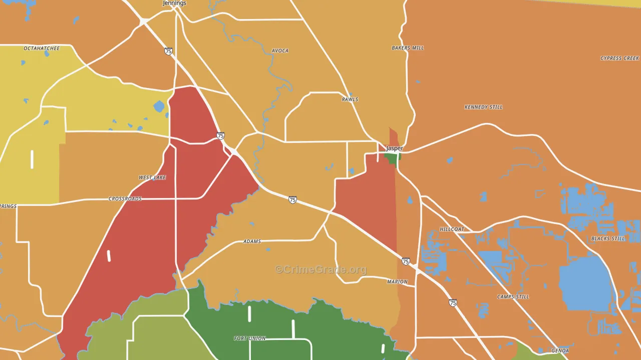 Hamilton County, FL Map of Assault Rates